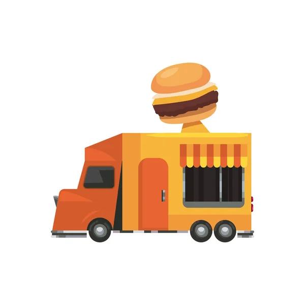 Platt hamburgare mat lastbil — Stock vektor