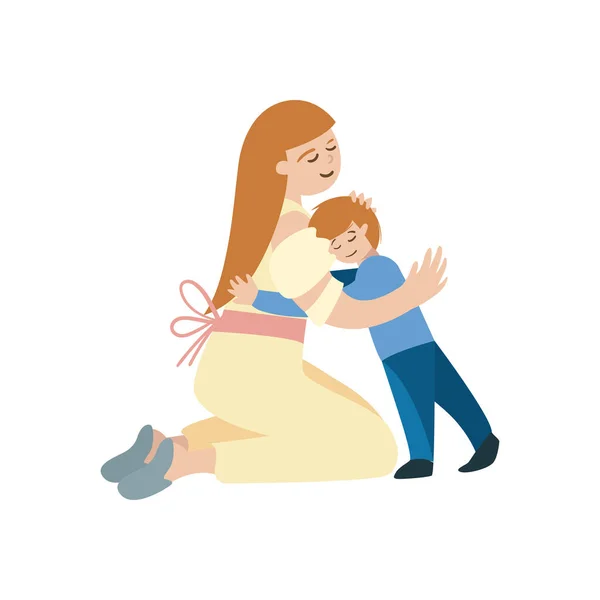 Плоская мать и сын — стоковый вектор