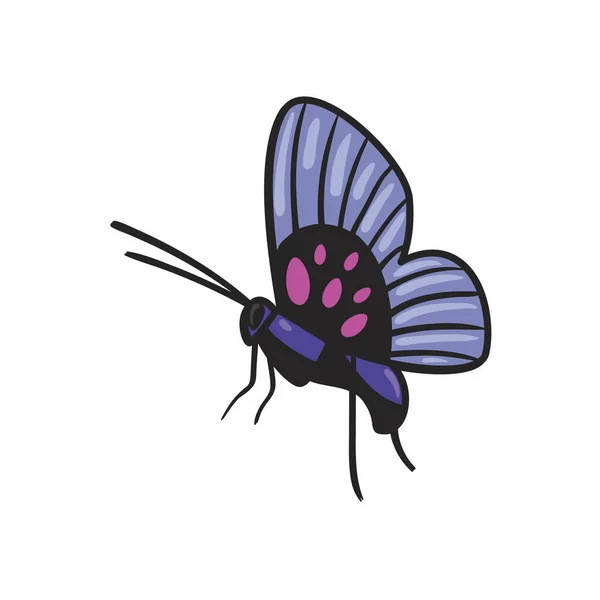 Płaski fioletowy wzór motyla — Wektor stockowy