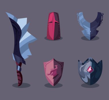 fantezi kalkanları ve kılıç