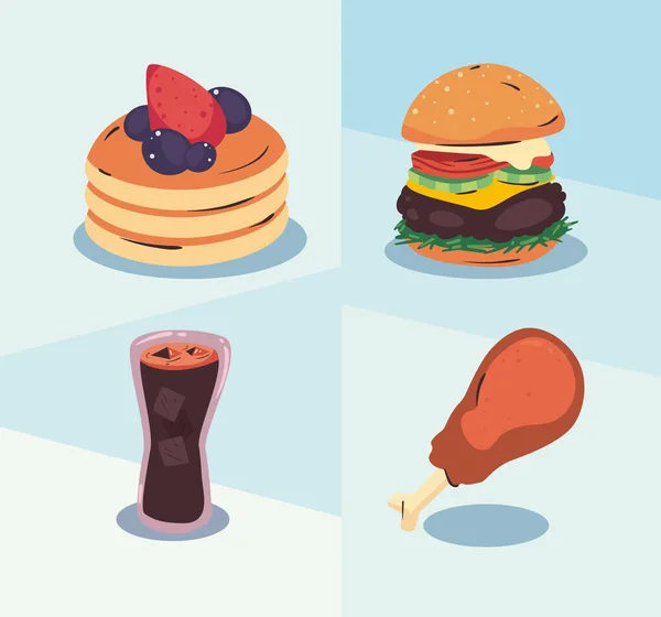 Plat fast-foods ensemble — Image vectorielle