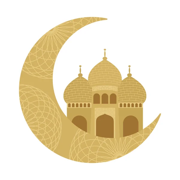 Luna con mezquita — Vector de stock