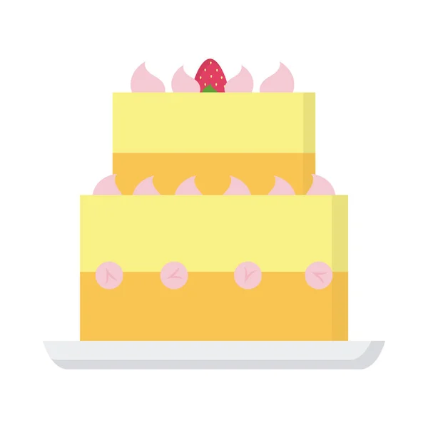 Jahodový dort ikona — Stockový vektor
