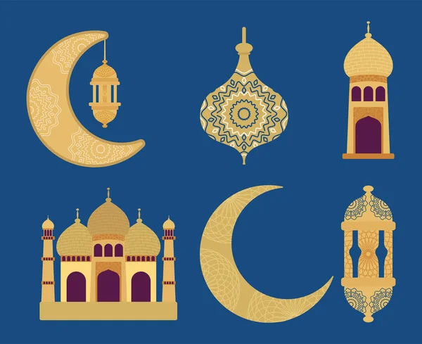Colección de iconos eid mubarak — Vector de stock