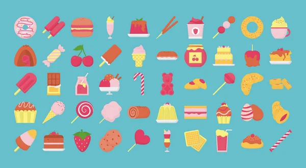 Set de bonbons et desserts — Image vectorielle