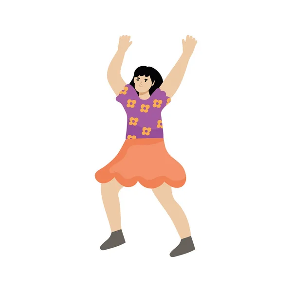 Chica feliz bailando — Vector de stock