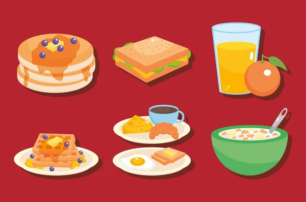 Snídaně jídlo Icon Set — Stockový vektor