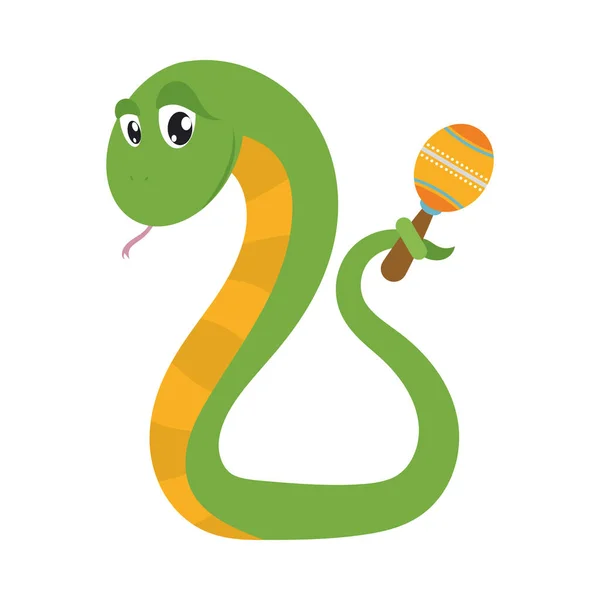 Carino serpente e maraca — Vettoriale Stock