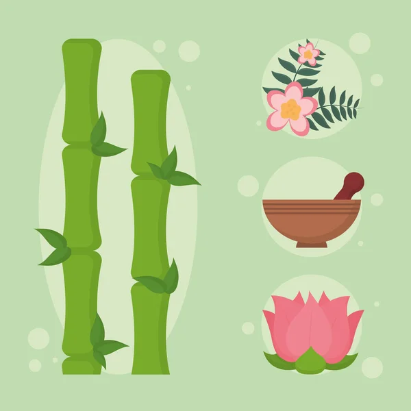 竹と温泉 — ストックベクタ