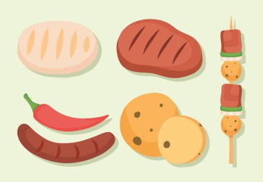 bbq yiyecek simgesi seti