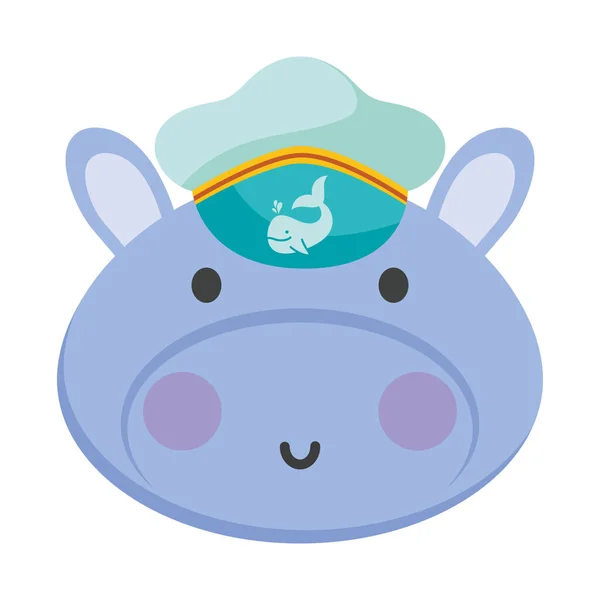 Hipopotam w marynarskim kapeluszu — Wektor stockowy
