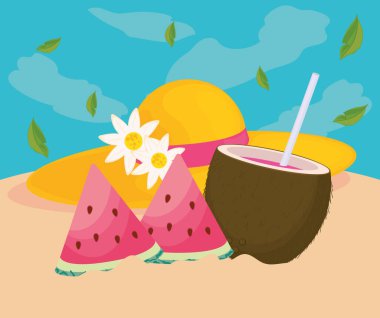 Kum üzerinde yaz öğeleri