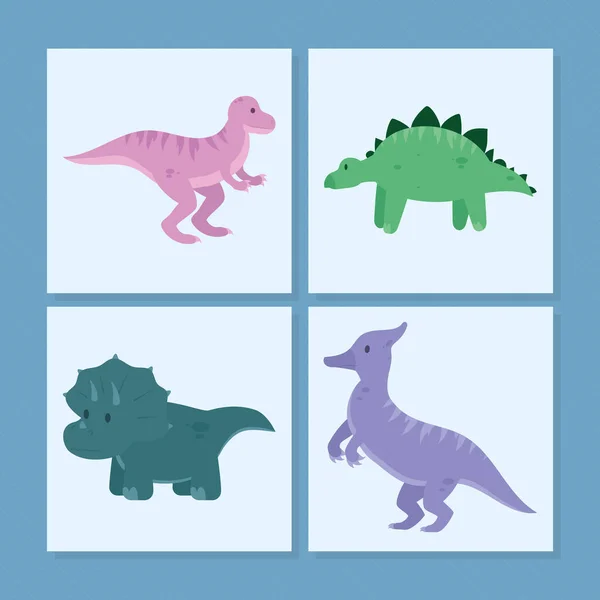 Dinosaurios icono conjunto — Vector de stock