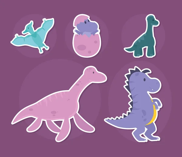 Lindos dinosaurios conjunto — Vector de stock