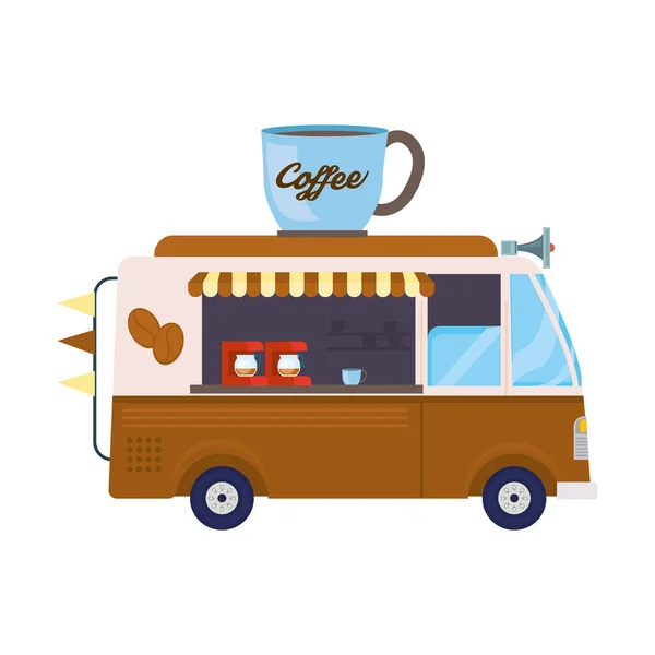 Brown coffee food truck — ストックベクタ