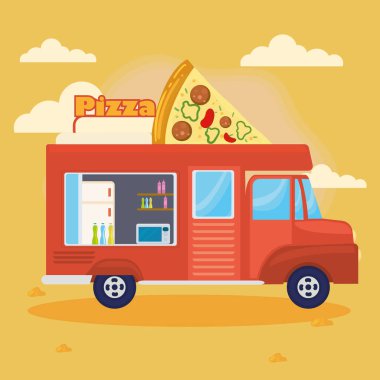 Pizza kamyonu kartı.
