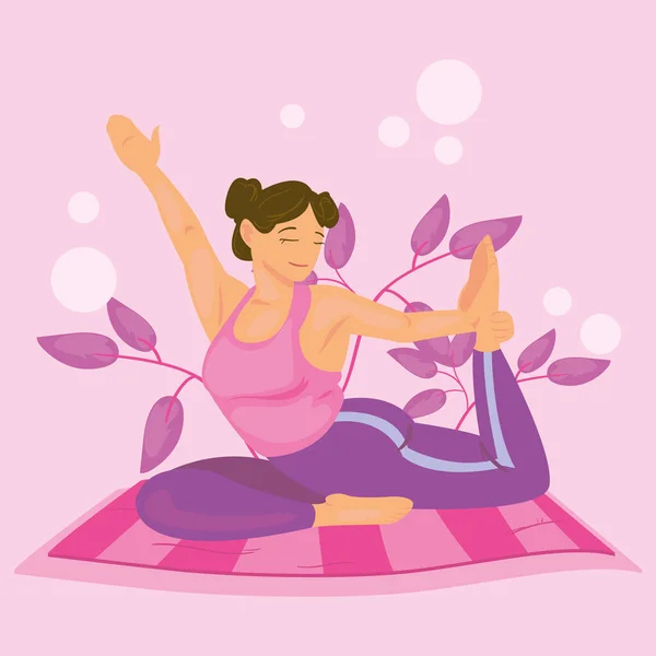 Donna che fa yoga su un tappeto — Vettoriale Stock
