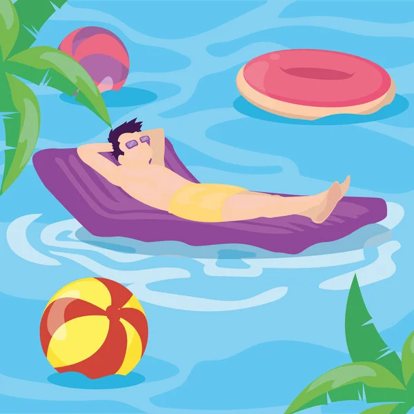 Havuzda yüzen bir adam — Stok Vektör