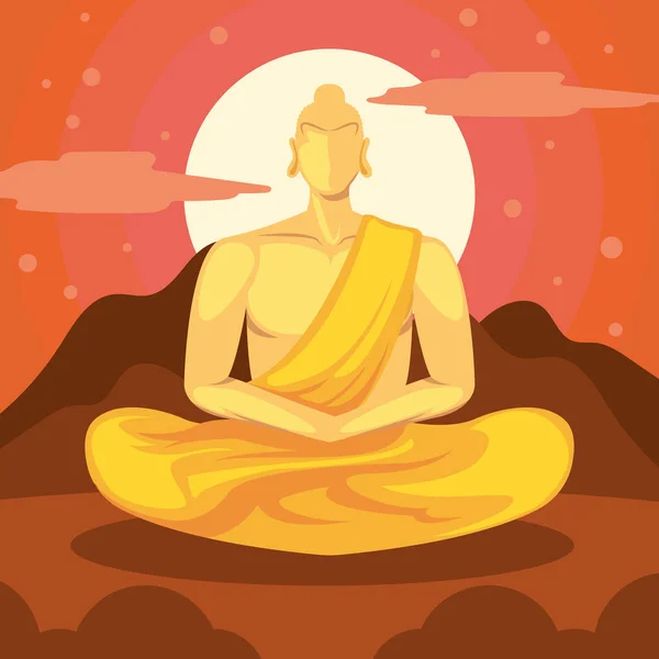 Meditación estatua de Buda — Archivo Imágenes Vectoriales