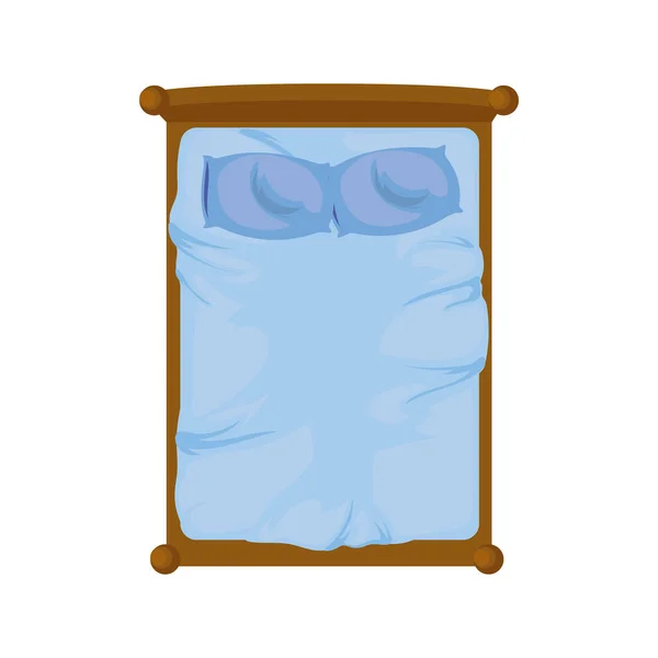 Yastıklı mavi yatak — Stok Vektör