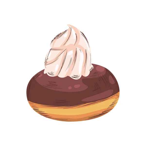 フラットチョコレートドーナツイラスト — ストックベクタ