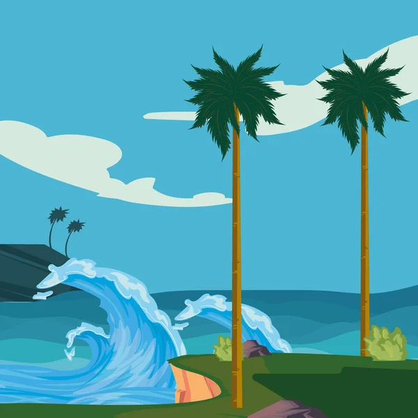 Zee landschap illustratie — Stockvector