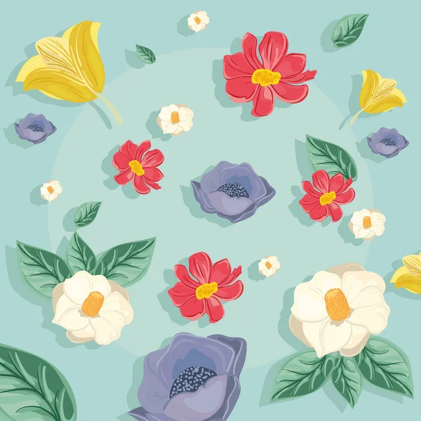 Χρωματιστά λουλούδια ταπετσαρία — Διανυσματικό Αρχείο