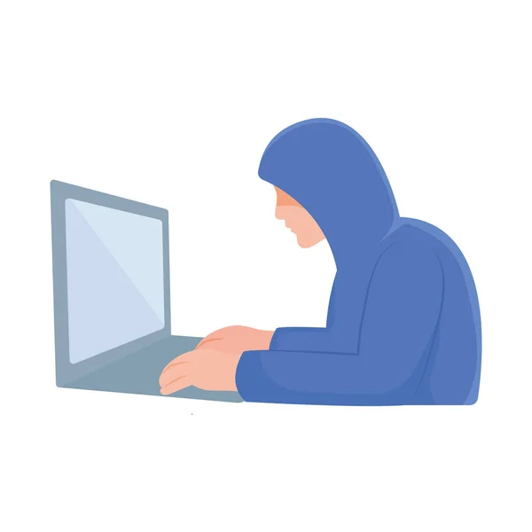 Hacker with laptop computer design — Vector de stock