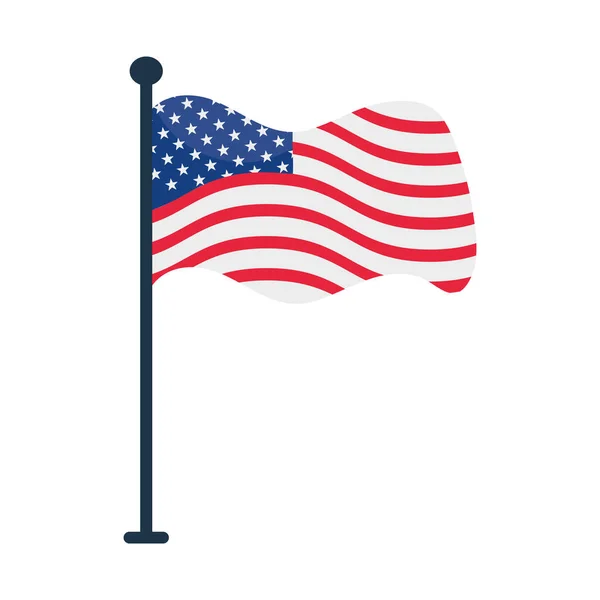 Drapeau des Etats-Unis sur pole — Image vectorielle