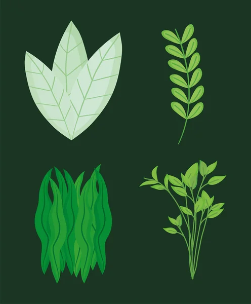 Grüne Blätter Icon Set — Stockvektor