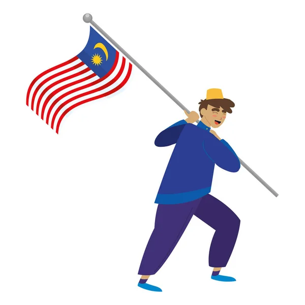 Malaysian boy holding flag — Stock Vector