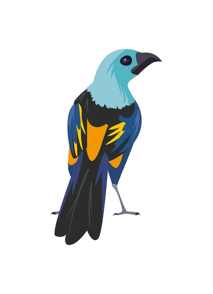 Flat cute blue bird — Stock Vector
