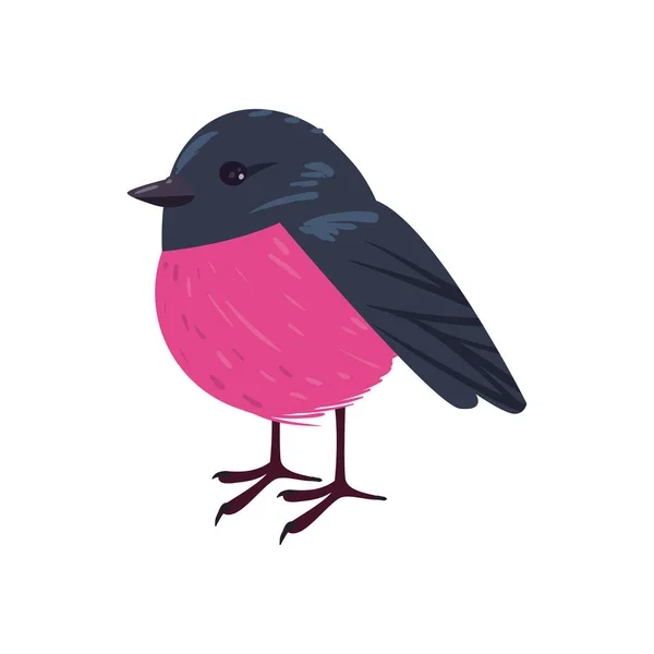 Flat beautiful black bullfinch — Vector de stock