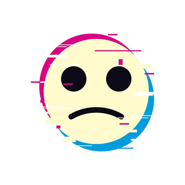 Sad emoji with glitch effect — Stok Vektör