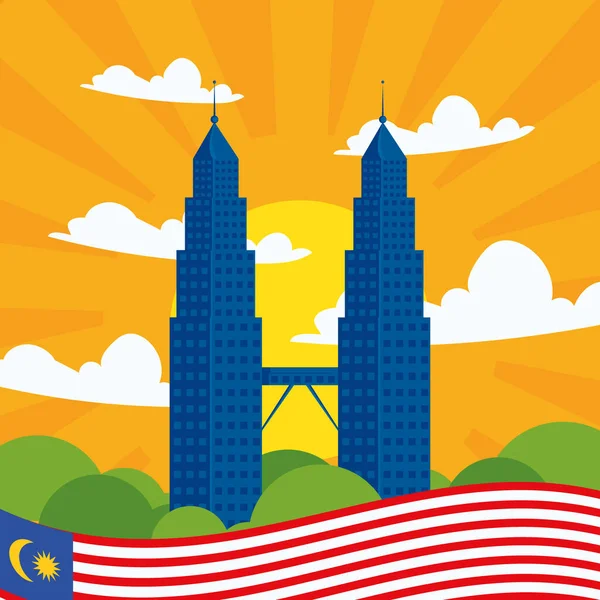 Petronas twin towers card — 스톡 벡터