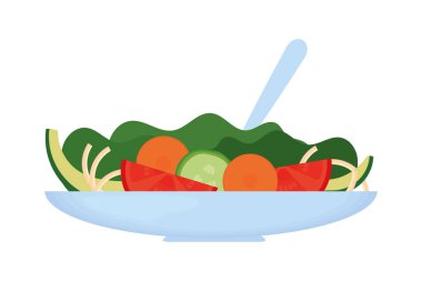 Beyaz arka planda salata tabağı