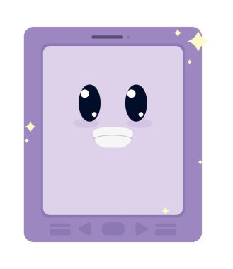 beyaz arkaplanda kawaii tablet simgesi