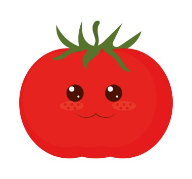 Beyaz arkaplanda kawaii domates simgesi