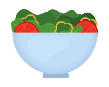 Beyaz arkaplanda sağlıklı salata kasesi simgesi