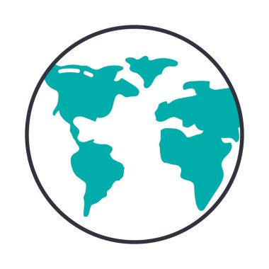 Beyaz arkaplanda dünya gezegen simgesi