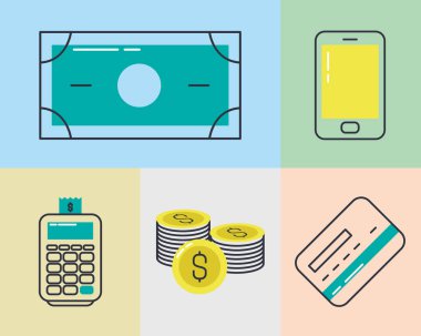 para ve teknoloji aygıtları simgesi seti