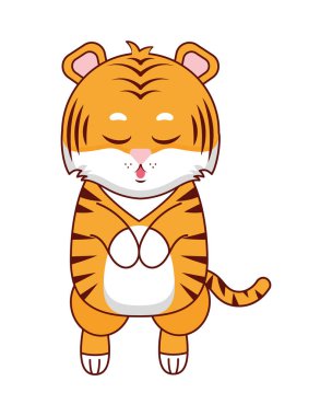 Beyaz arka planda uykulu bebek kaplan