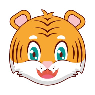 Beyaz arka planda sevimli bebek kaplan yüzü