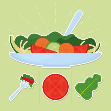 salata ve sağlıklı yiyecekler.