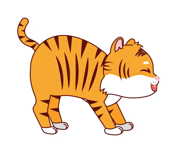 Lindo Bebé Tigre Icono Sobre Fondo Blanco — Vector de stock