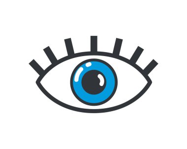 Düz mavi göz beyaz üzerinde dizayn