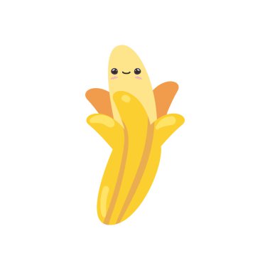 düz kawaii muz tasarımı beyaz üzerine