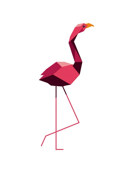 Baixo Flamingo Poli Sobre Branco —  Vetores de Stock