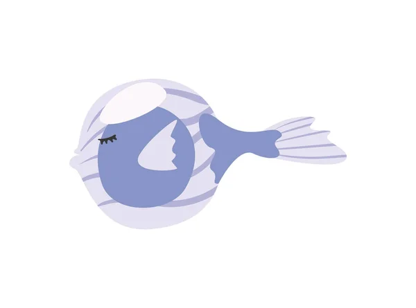 Плоская Фиолетовая Рыба Поверх Белой — стоковый вектор