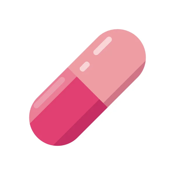 Flat Pink Pill Design White — Stock Vector